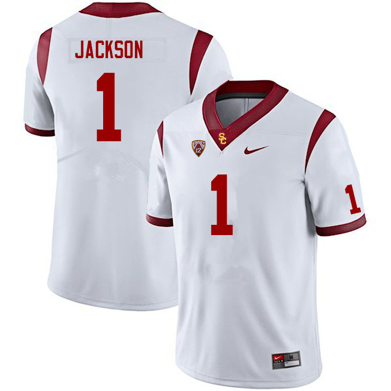 Men #1 Domani Jackson USC Trojans College Football Jerseys Sale-White
